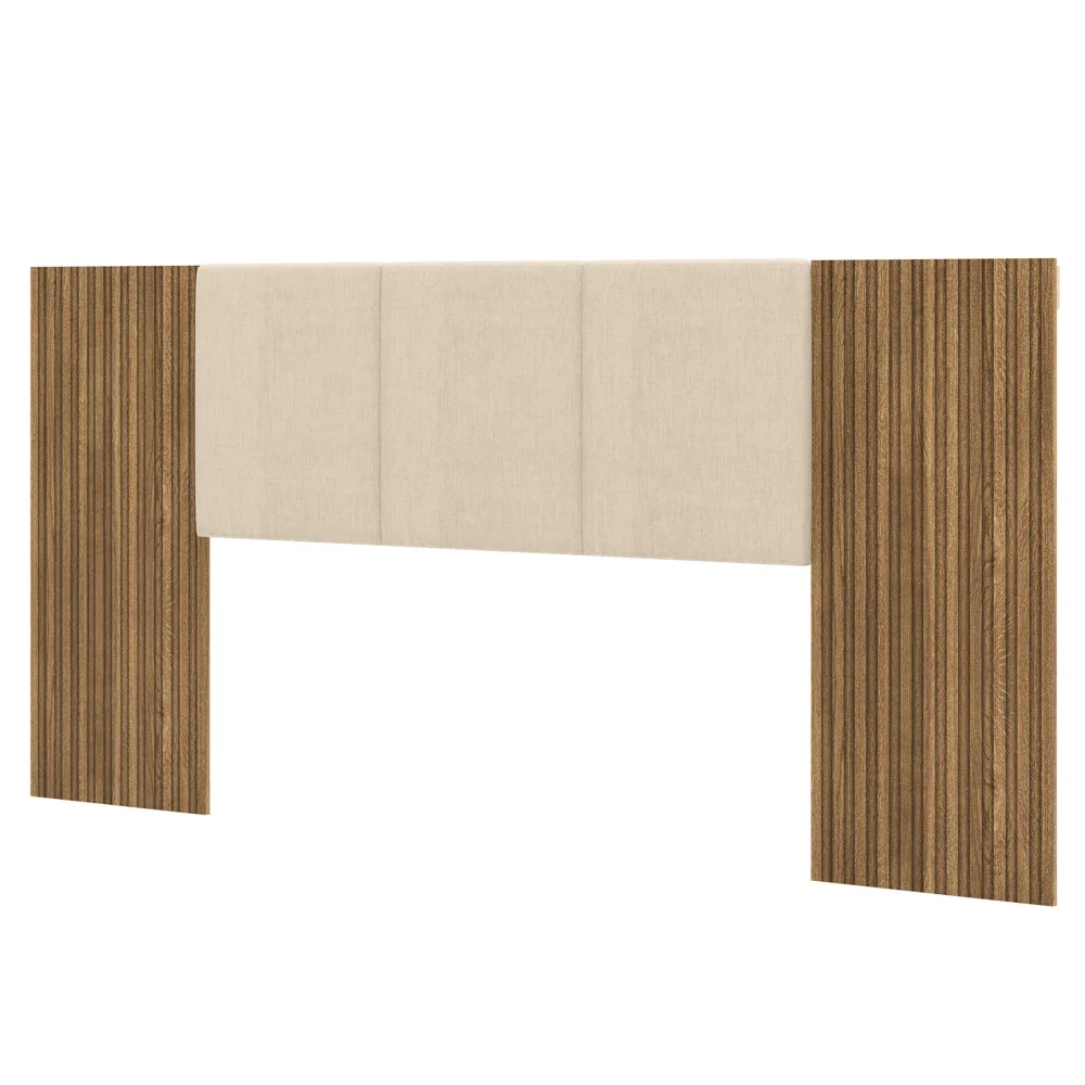 Cabeceira Casal Queen 268cm Com LED Dubai Zen Linho Bege - Vila Rica