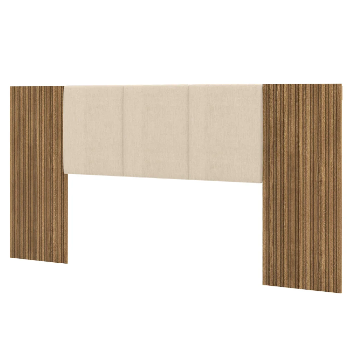 Cabeceira Casal Queen 268cm Com LED Dubai Zen Linho Bege - Vila Rica