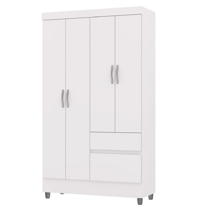 Guarda Roupa Solteiro 103cm 4 Portas Mayra Flex Branco V02 - Mpozenato