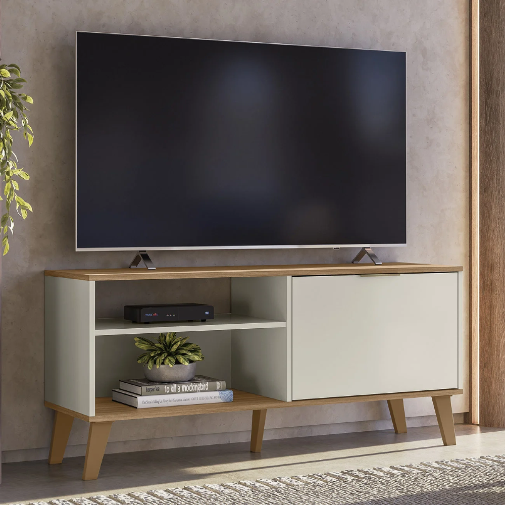Rack Bancada Para TV 50 Pol 115cm Roby Off/Nature Z49 - Mpozenato