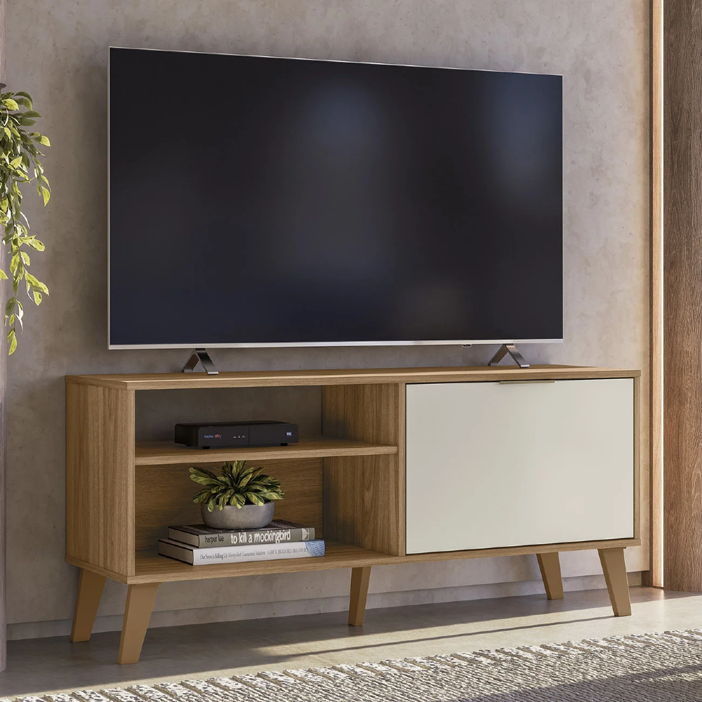 Rack Bancada Para TV 50 Pol 115cm Roby Nature/Off Z49 - Mpozenato