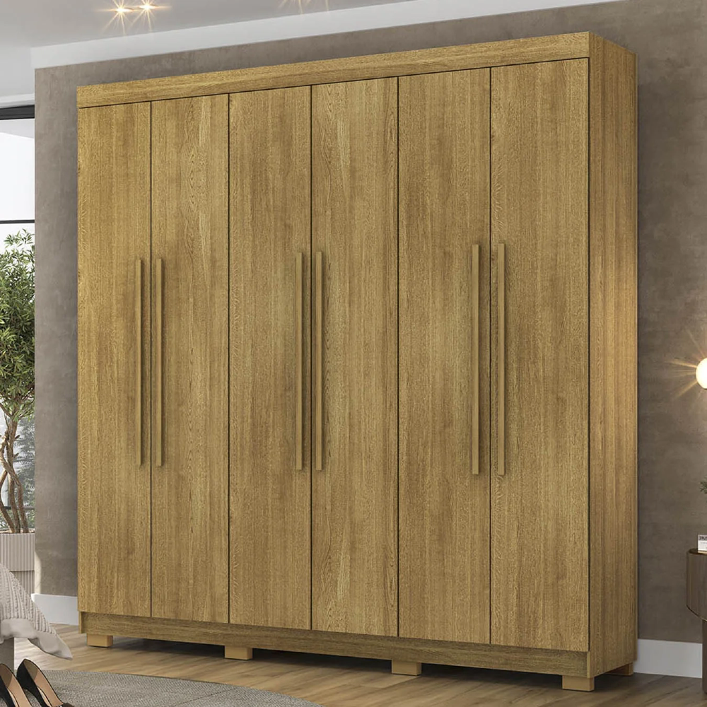 Guarda Roupa Casal 218cm 6 Portas Bolty Nature V02 - Mpozenato