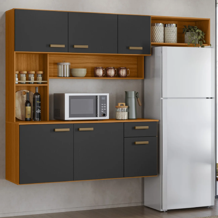 Cozinha Suspensa Lilian Freijó UV/Grafite Acetinado Z44     - Mpozenato