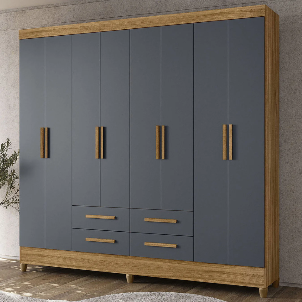 Guarda Roupa Casal 204cm 8 Portas Vitta Freijó/Cinza Z17     - Mpozenato