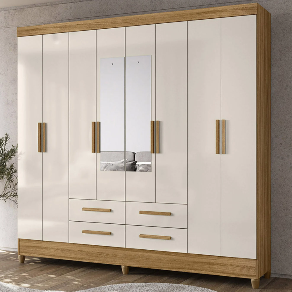 Guarda Roupa Casal 204cm Com Espelho Vitta Freijó/Off Z17    - Mpozenato