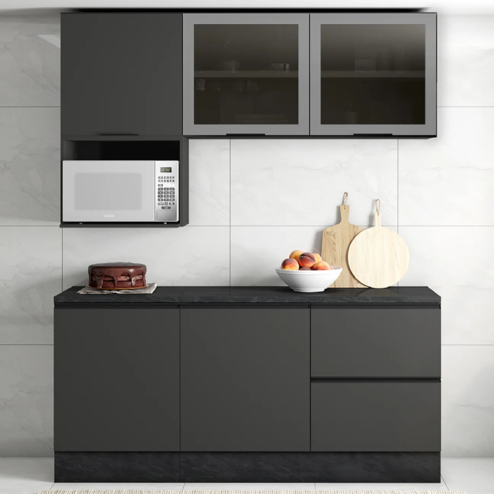 Armário de Cozinha CP01 e Tampo Grace Grafite Z44           - Mpozenato