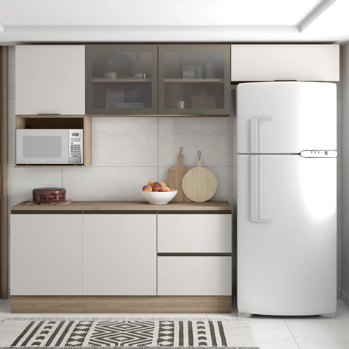 Armário de Cozinha CP02 e Tampo Grace Carvalho Oak/Off White Z44 - Mpozenato