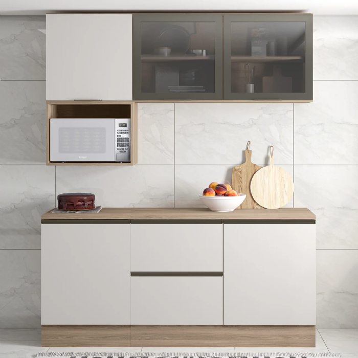Armário de Cozinha CP01 e Tampo Grace Carvalho Oak/Off White Z44 - Mpozenato