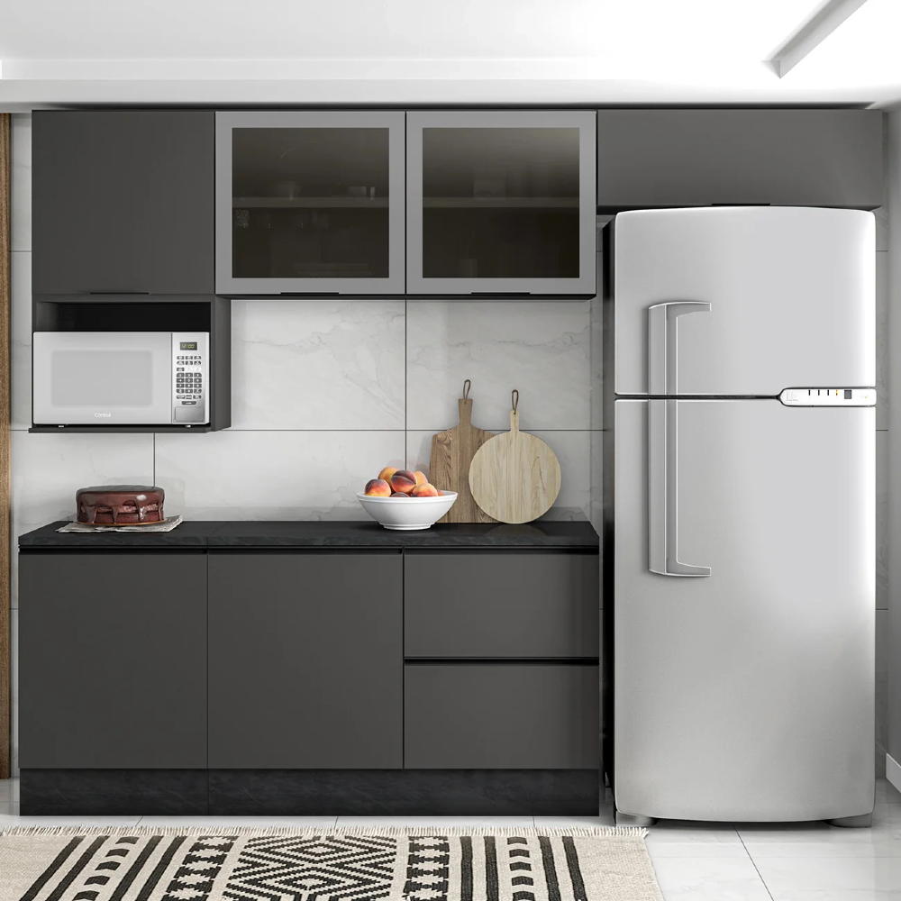 Armário de Cozinha CP02 e Tampo Grace Grafite Z44           - Mpozenato