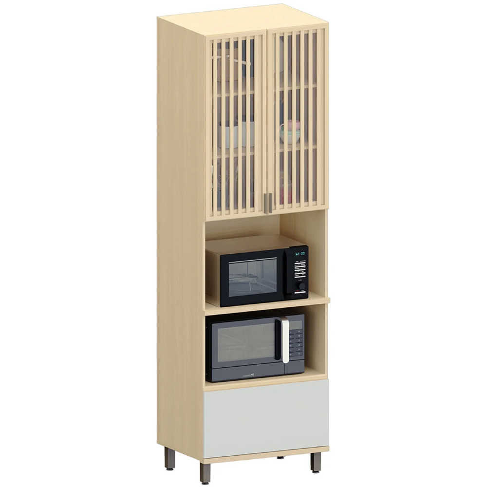 Paneleiro Cozinha Torre Quente Ripado Pierre Carvalho/Cinza L01 - Mpozenato