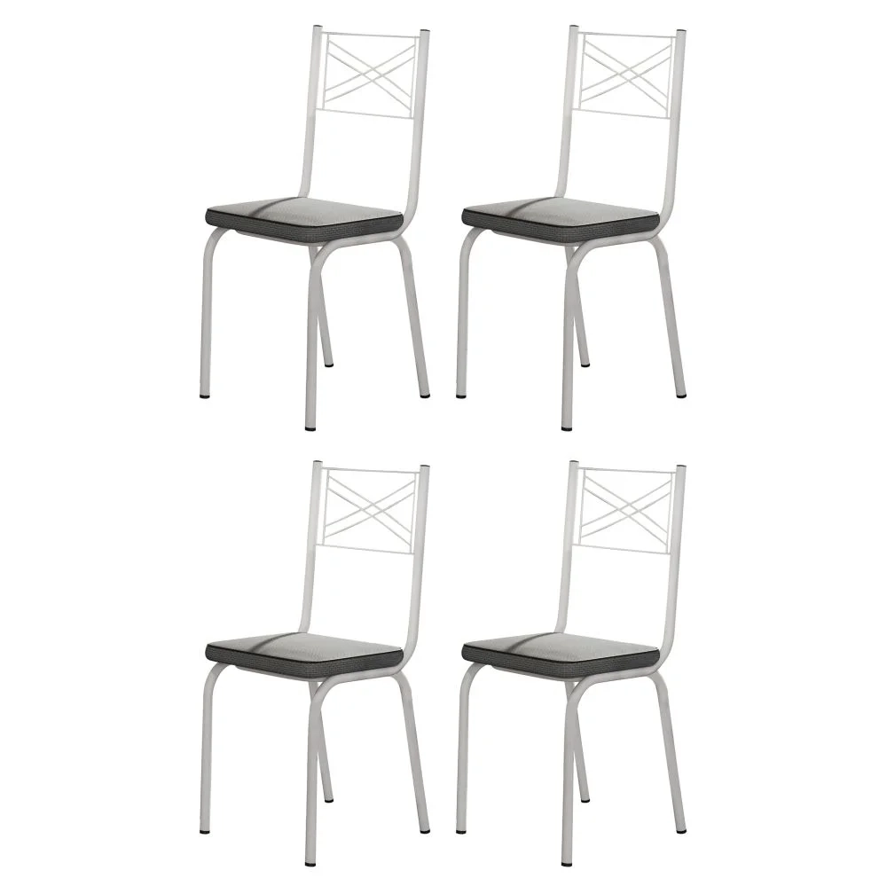 Kit 4 Cadeiras 119 Europa Branco/Platina - Artefamol