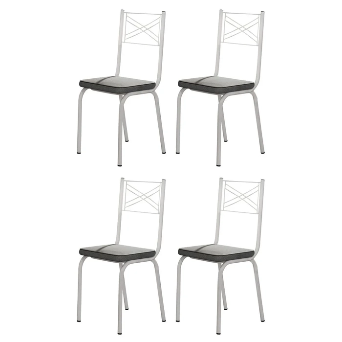 Kit 4 Cadeiras 119 Europa Branco/Platina - Artefamol