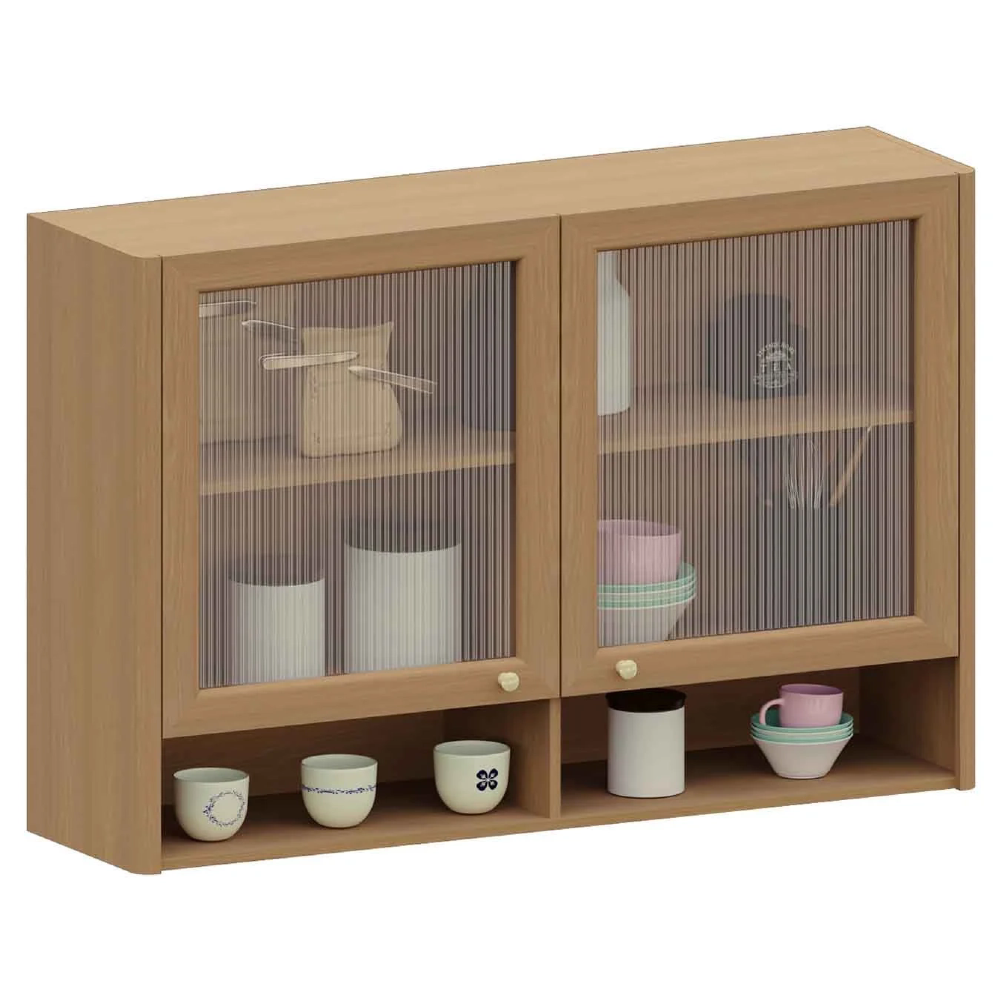 Armário de Cozinha 120cm 2 Portas Com Vidro Marina Freijó L01 - Mpozenato