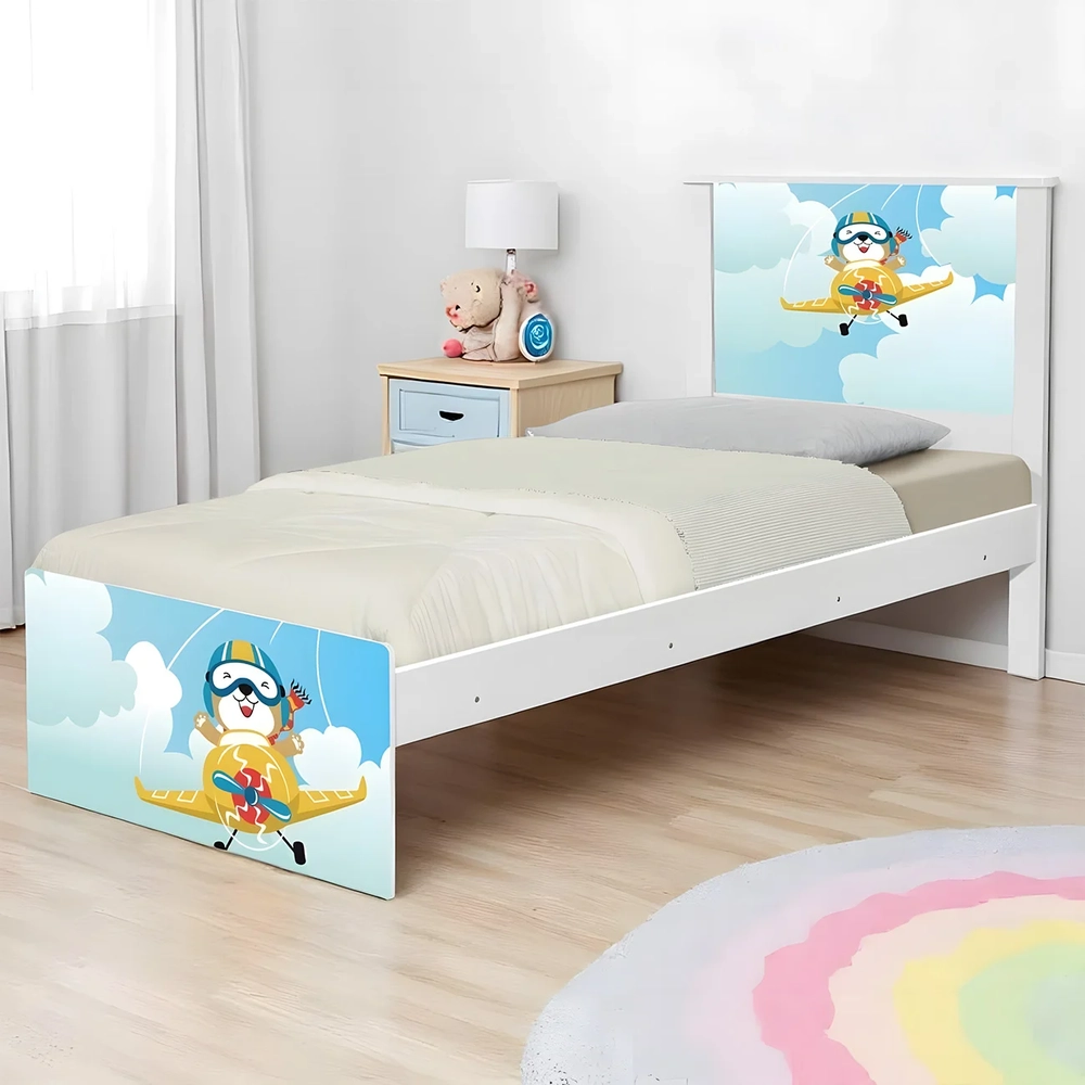 Cama Solteiro Infantil Para Colchão 188x88cm Aviador K06 - Mpozenato