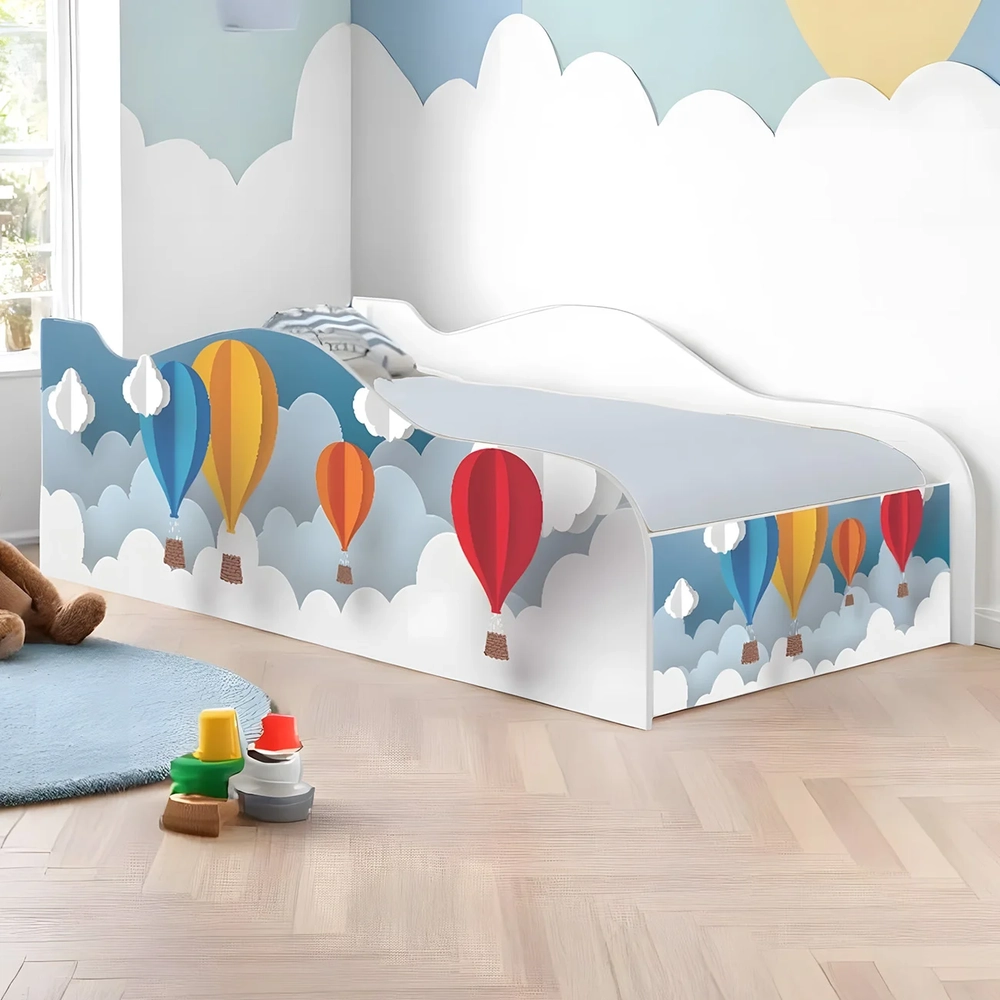 Cama Solteiro Infantil Baixa Para Colchão 188x88cm Balões K06 - Mpozenato