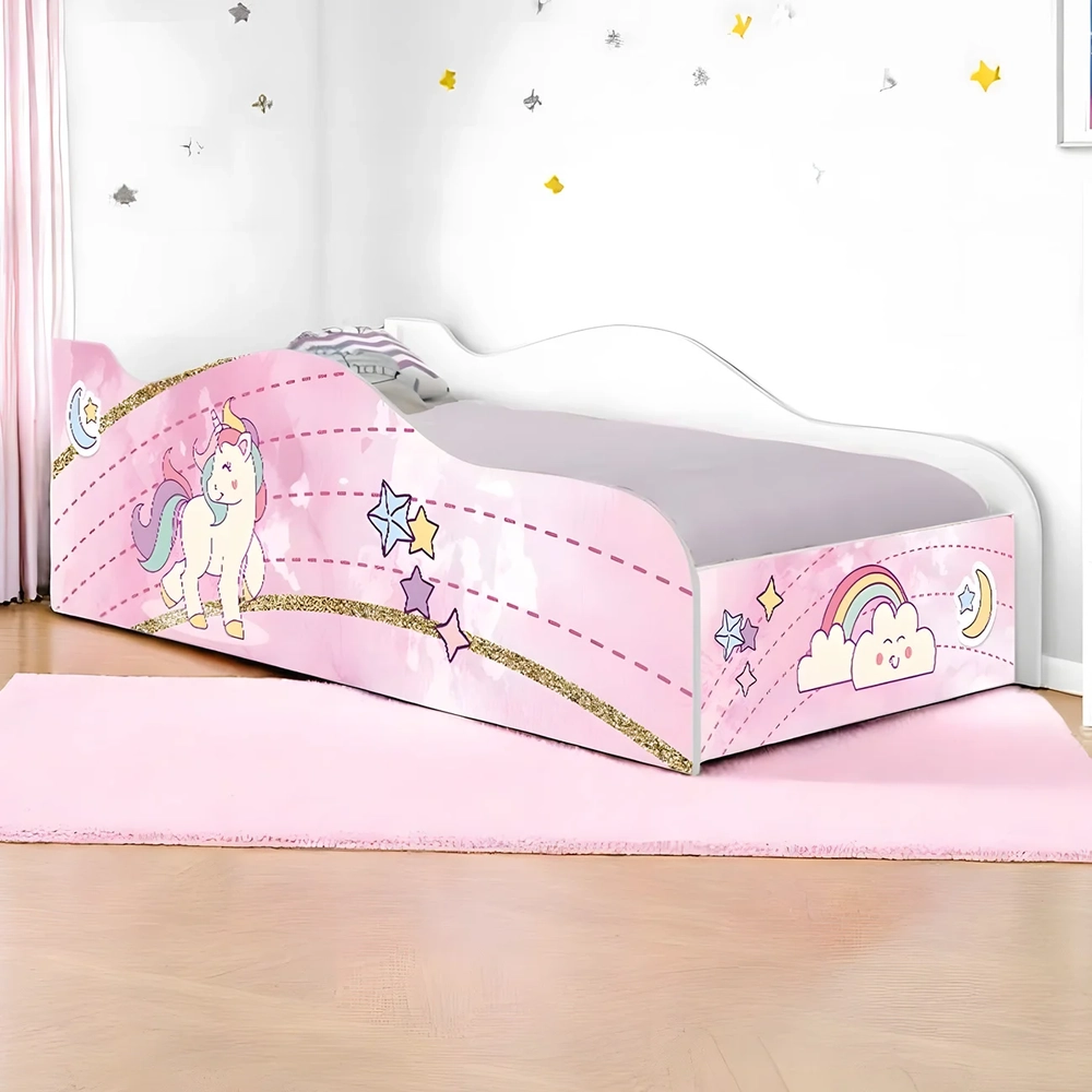 Cama Solteiro Infantil Baixa Para Colchão 188x88cm Unicórnio K06 - Mpozenato