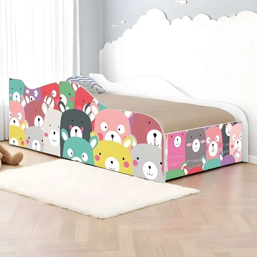 Cama Solteiro Infantil Baixa Para Colchão 188x88cm Ursinhos K06 - Mpozenato