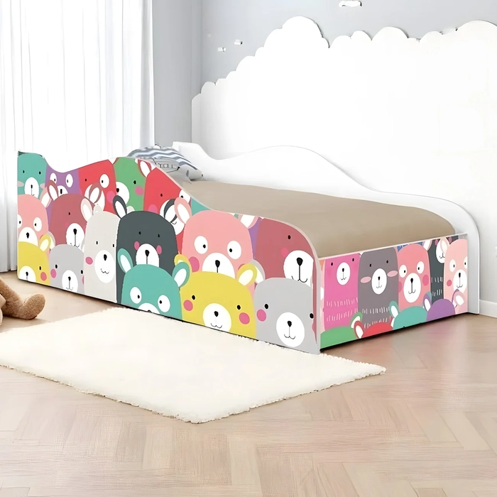Cama Solteiro Infantil Baixa Para Colchão 188x88cm Ursinhos K06 - Mpozenato