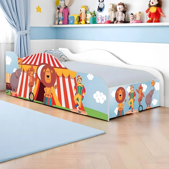 Cama Solteiro Infantil Baixa Para Colchão 188x88cm Circo K06 - Mpozenato