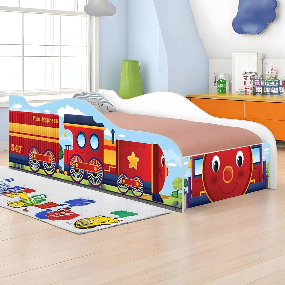 Cama Solteiro Infantil Baixa Para Colchão 188x88cm Trenzinho K06 - Mpozenato