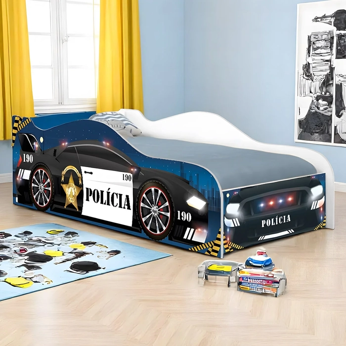 Cama Solteiro Infantil Baixa Para Colchão 188x88cm Policial K06 - Mpozenato