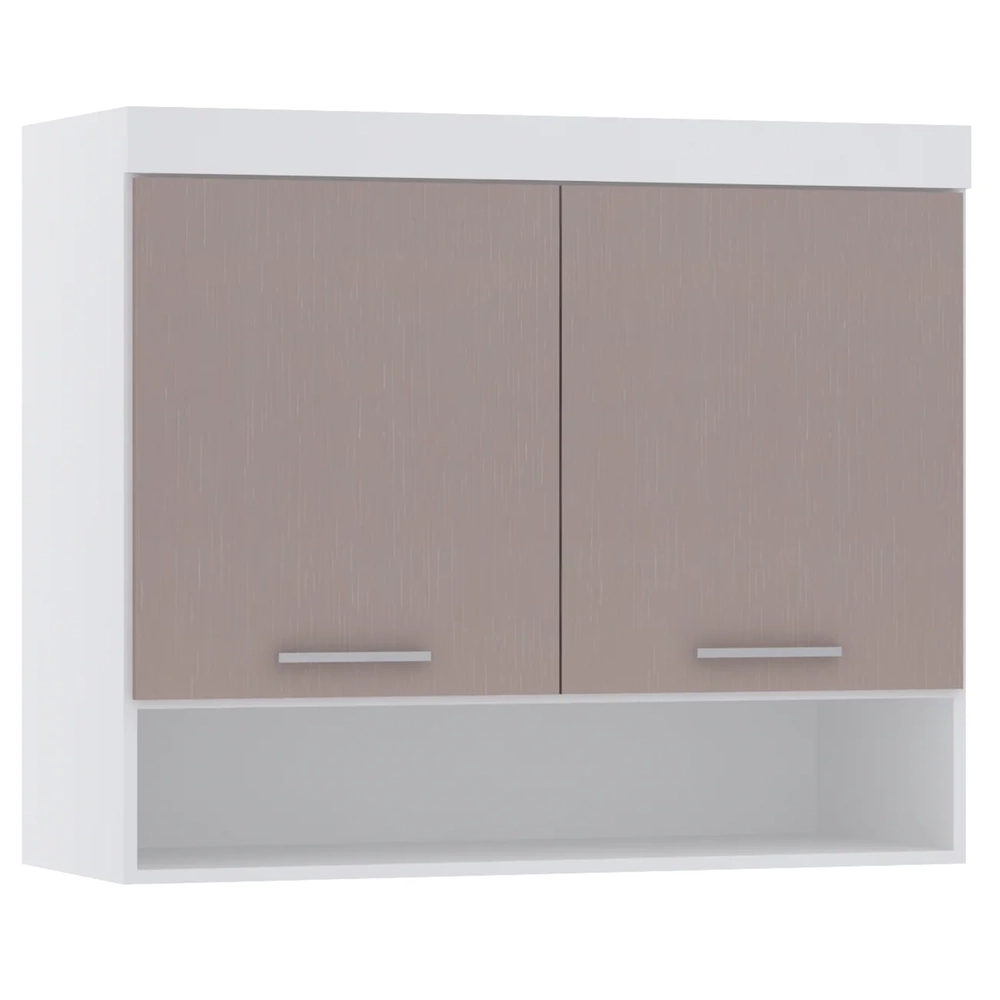 Armário Aéreo Ponte Modulado 97cm Taiga Branco/Cinnamon L01 - Mpozenato