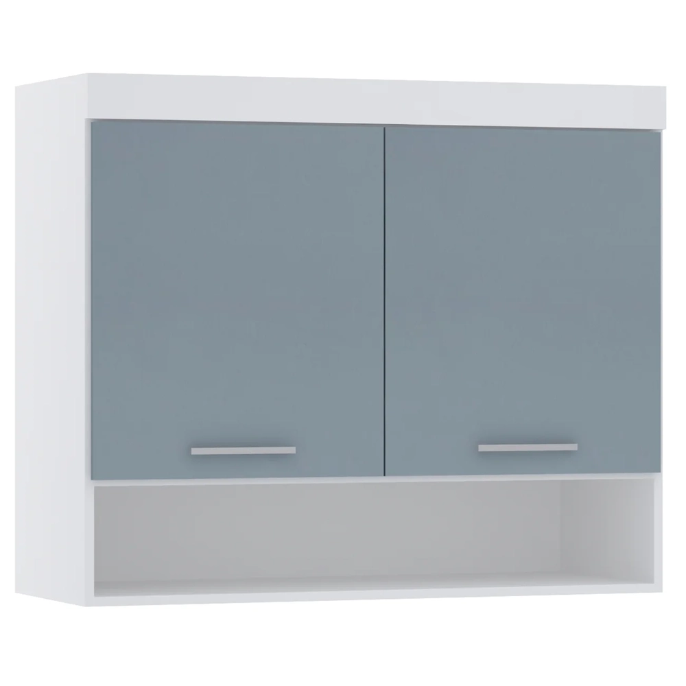 Armário Aéreo Ponte Modulado 97cm Taiga Branco/Grey L01 - Mpozenato