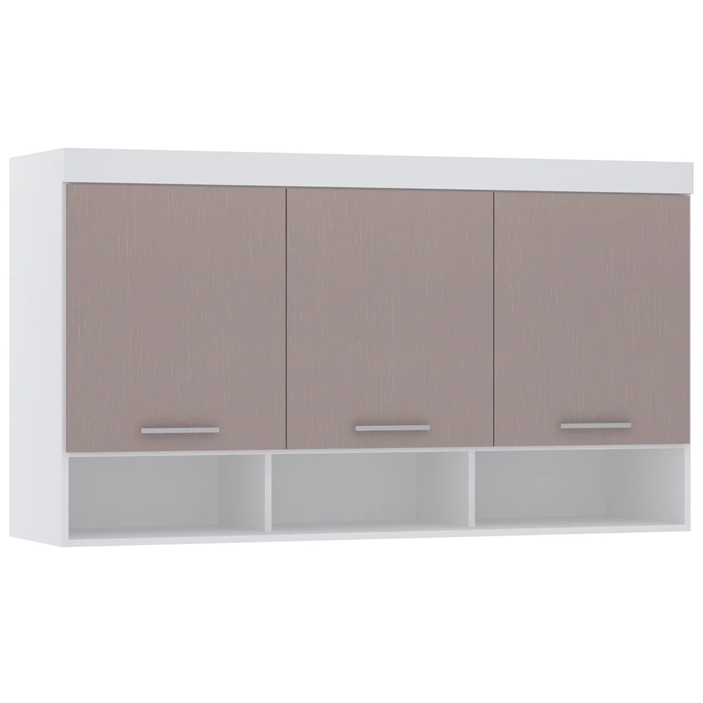 Armário Aéreo Ponte Modulado 145cm Taiga Branco/Cinnamon L01 - Mpozenato