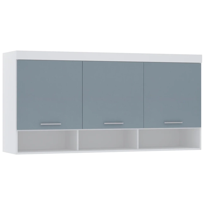 Armário Aéreo Ponte Modulado 165cm Taiga Branco/Grey L01 - Mpozenato