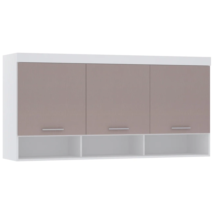 Armário Aéreo Ponte Modulado 165cm Taiga Branco/Cinnamon L01 - Mpozenato