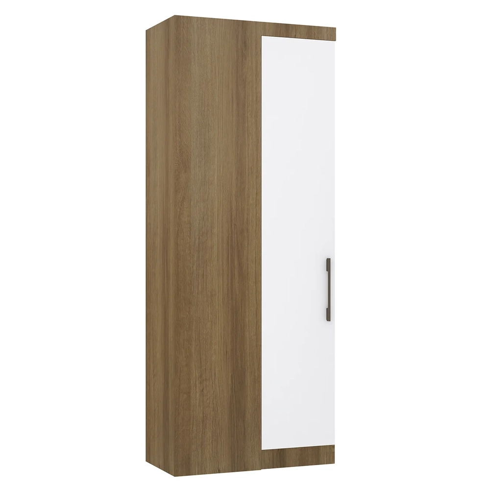 Guarda Roupa Canto Reto 90cm com 1 Porta Delphi Avelã/Branco L01  - Mpozenato