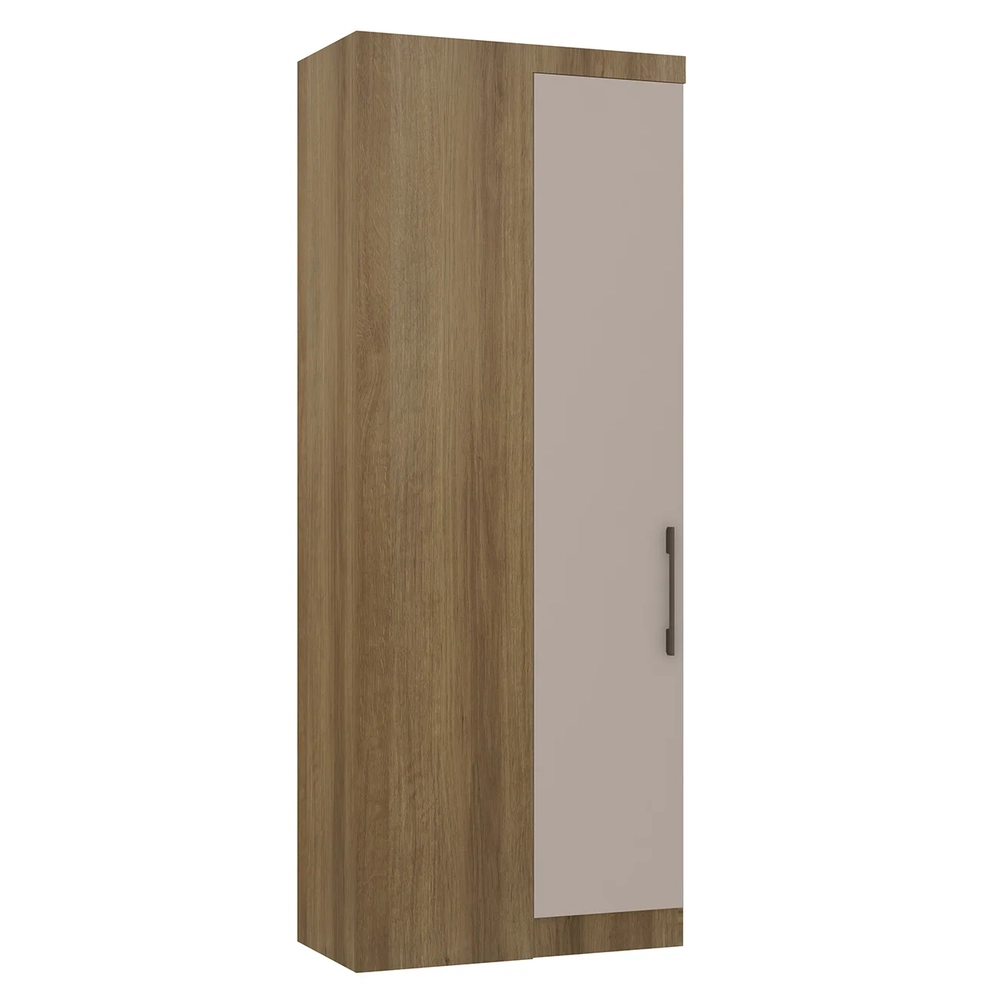 Guarda Roupa Canto Reto 90cm com 1 Porta Delphi Avelã/Cinnamon L01 - Mpozenato