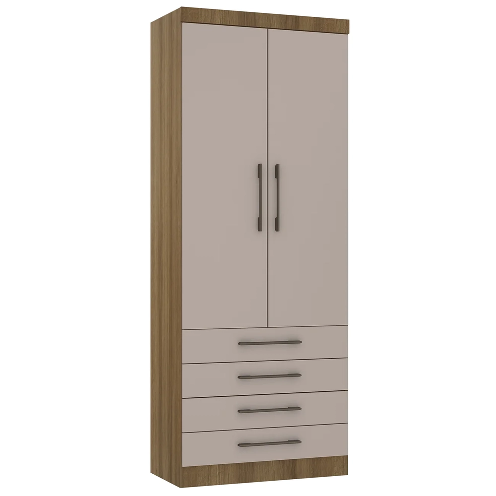 Guarda Roupa Modulado 90cm 2 Portas 4 Gavetas Delphi Avelã/Cinnamon L01 - Mpozenato