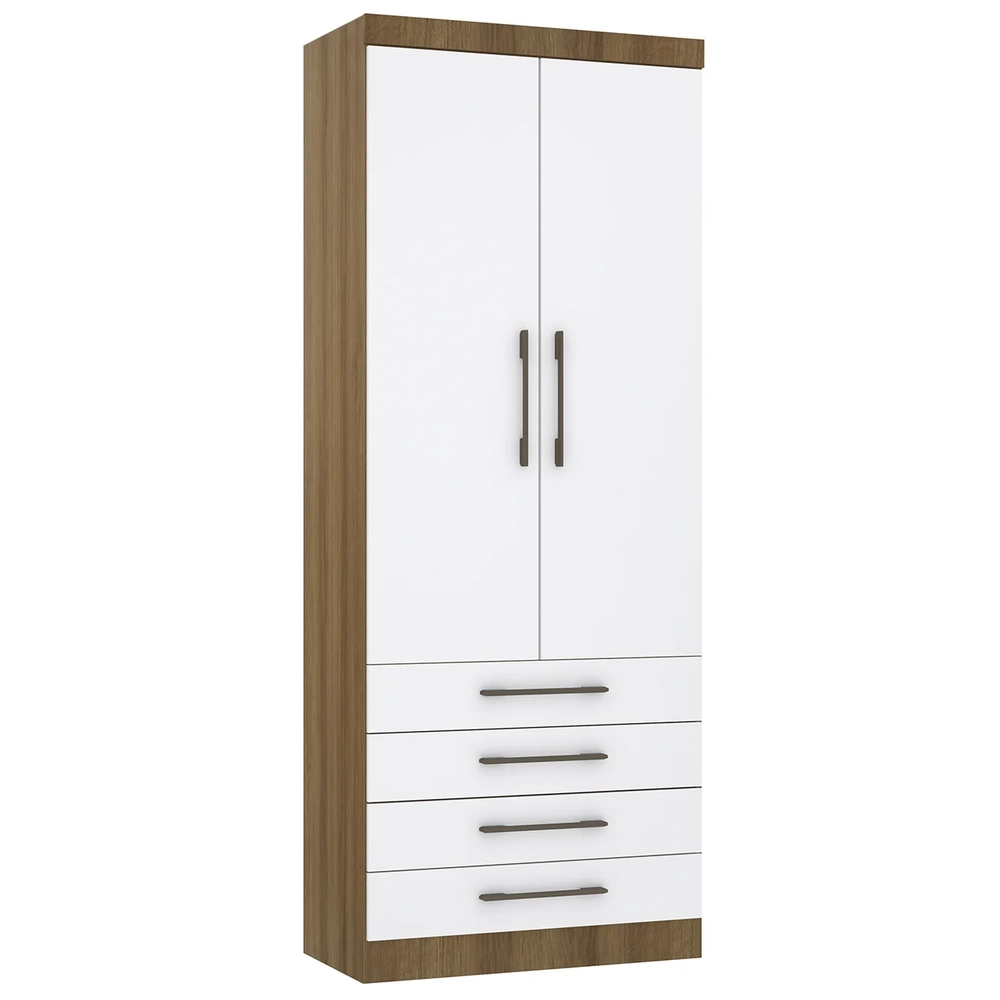 Guarda Roupa Modulado 90cm 2 Portas 4 Gavetas Delphi Avelã/Branco L01 - Mpozenato