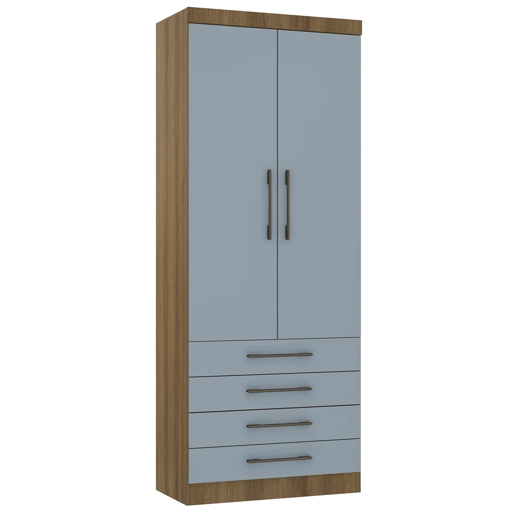 Guarda Roupa Modulado 90cm 2 Portas 4 Gavetas Delphi Avelã/Grey L01 - Mpozenato
