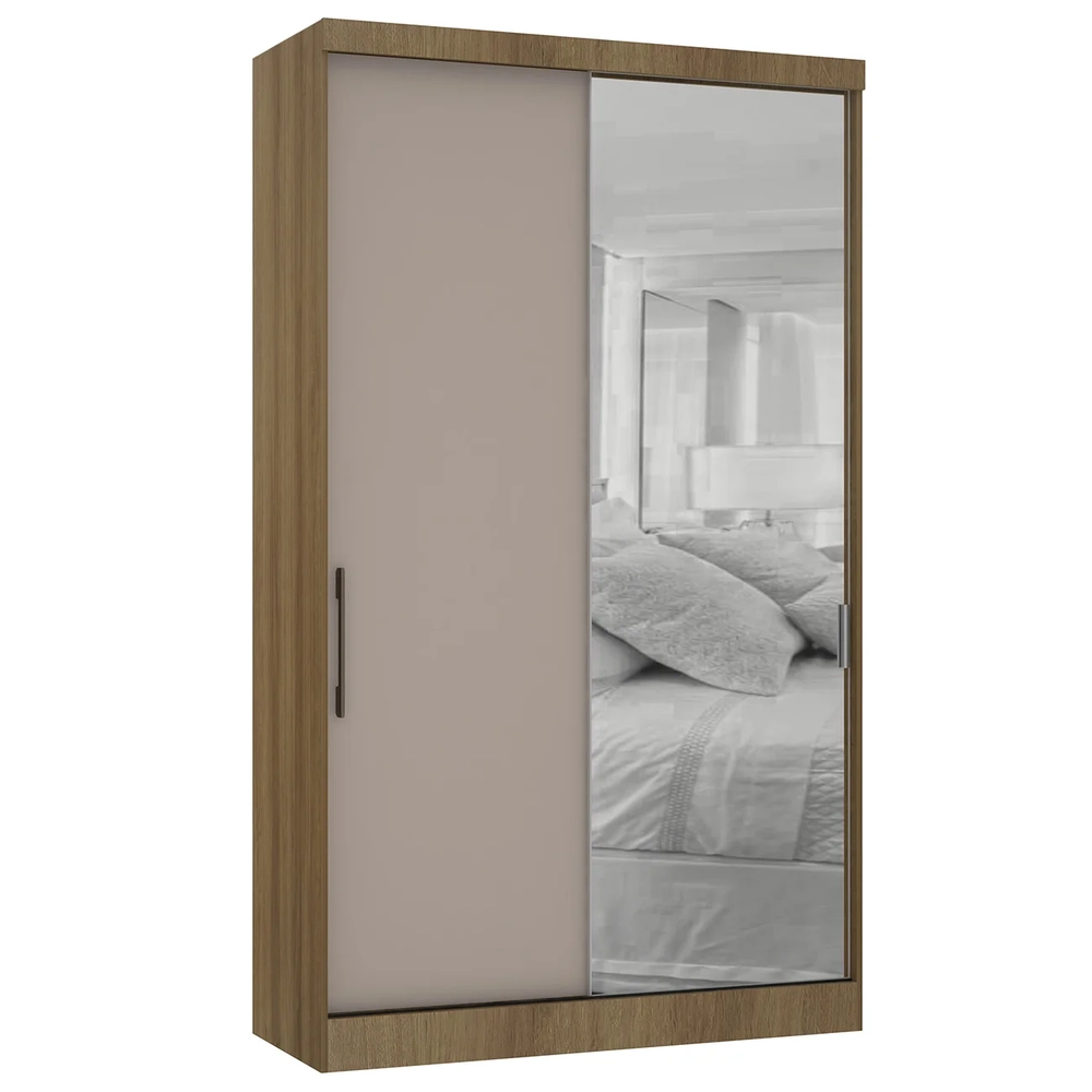 Guarda Roupa Solteiro 135cm 2 Portas e Espelho Delphi Avelã/Cinnamon L01 - Mpozenato