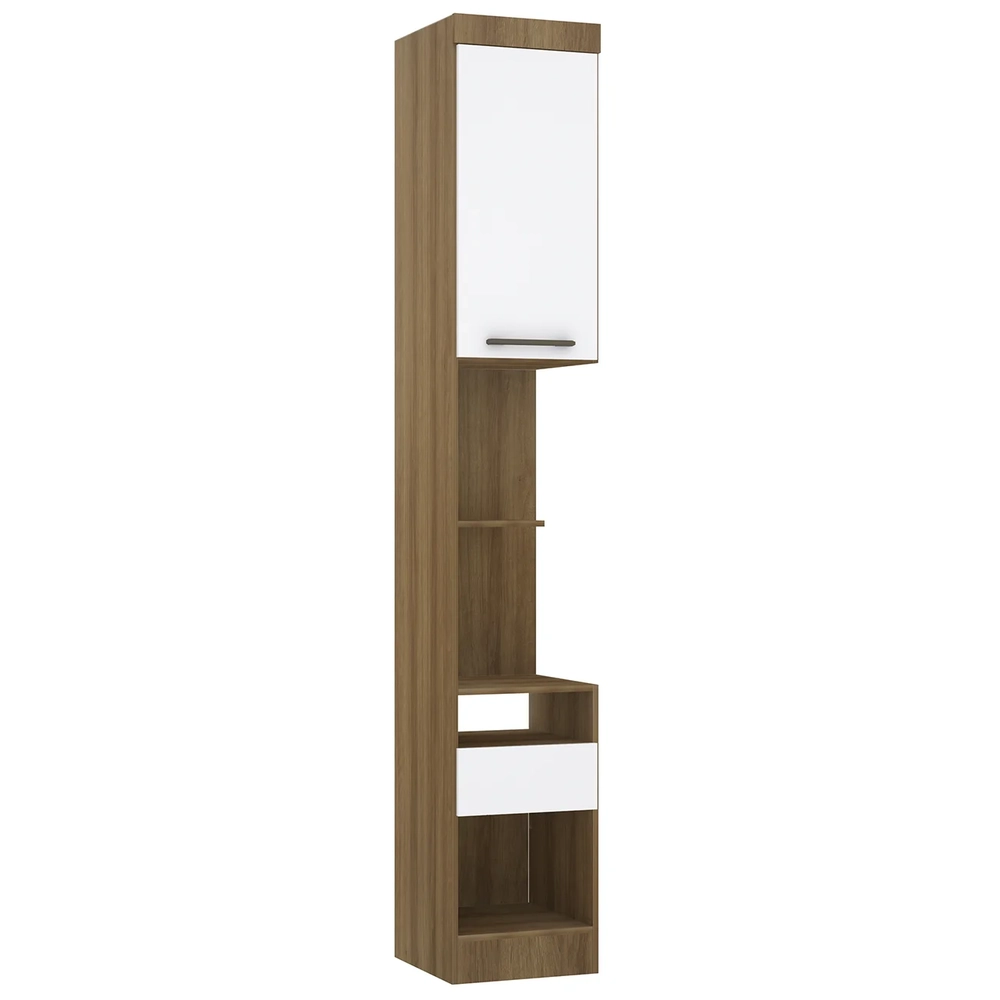 Mesa Cabeceira Modulado 38cm 1 Porta 1 Gaveta Delphi Avelã/Branco L01 - Mpozenato