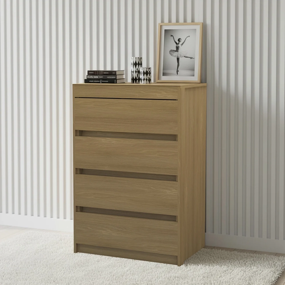 Cômoda Quarto Solteiro 63cm 4 Gavetas Samira Freijó L01 - Mpozenato