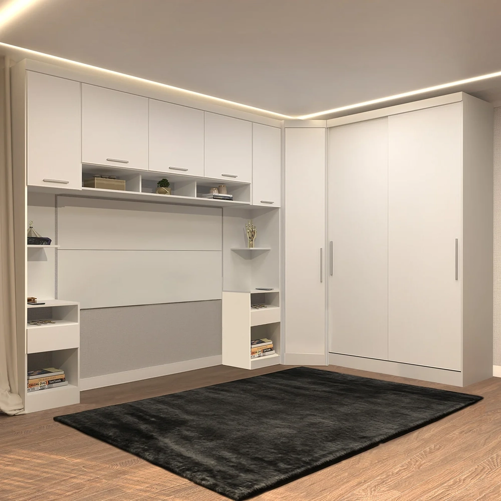 Guarda Roupa Queen Modulado CP07 Taiga Branco L01 - Mpozenato