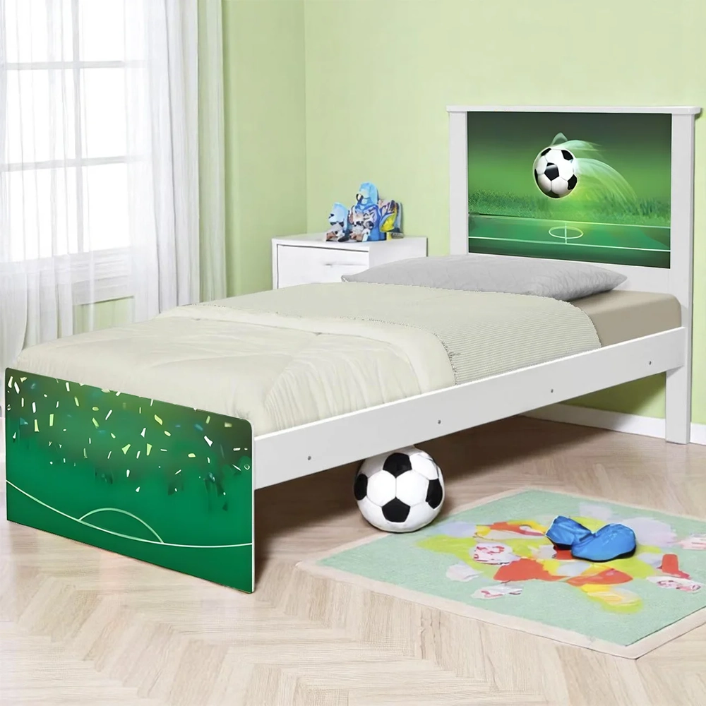 Cama Solteiro Infantil Para Colchão 188x88cm Futebol K06 - Mpozenato