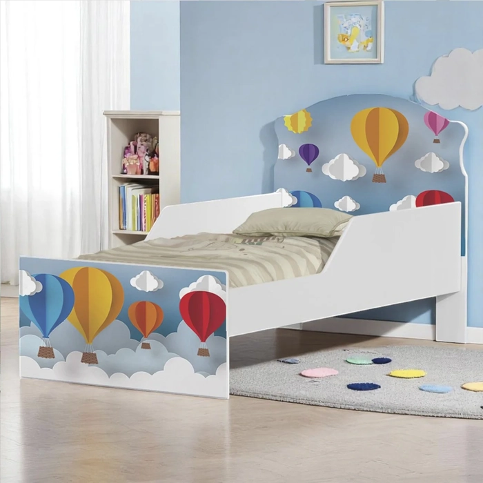 Mini Cama Infantil 148x68cm Com Proteção Lateral Balões K06 - Mpozenato