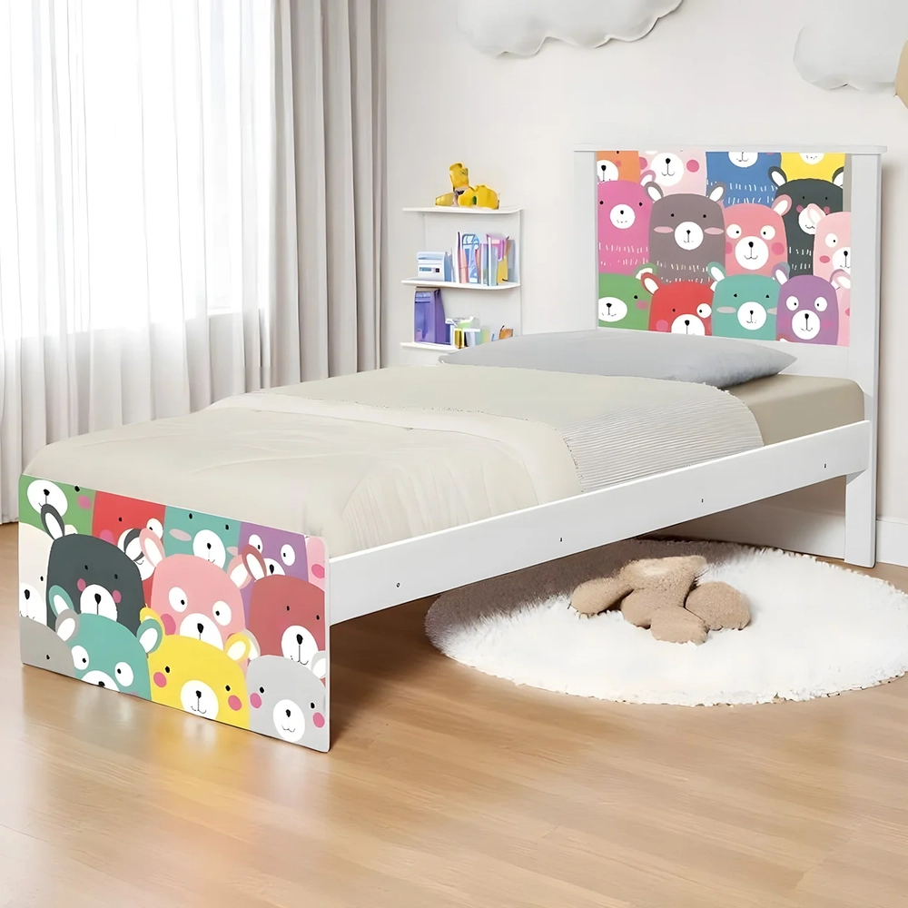 Cama Solteiro Infantil Para Colchão 188x88cm Ursinhos K06 - Mpozenato