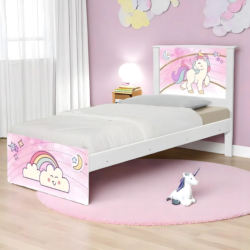 Cama Solteiro Infantil Para Colchão 188x88cm Unicórnio K06 - Mpozenato