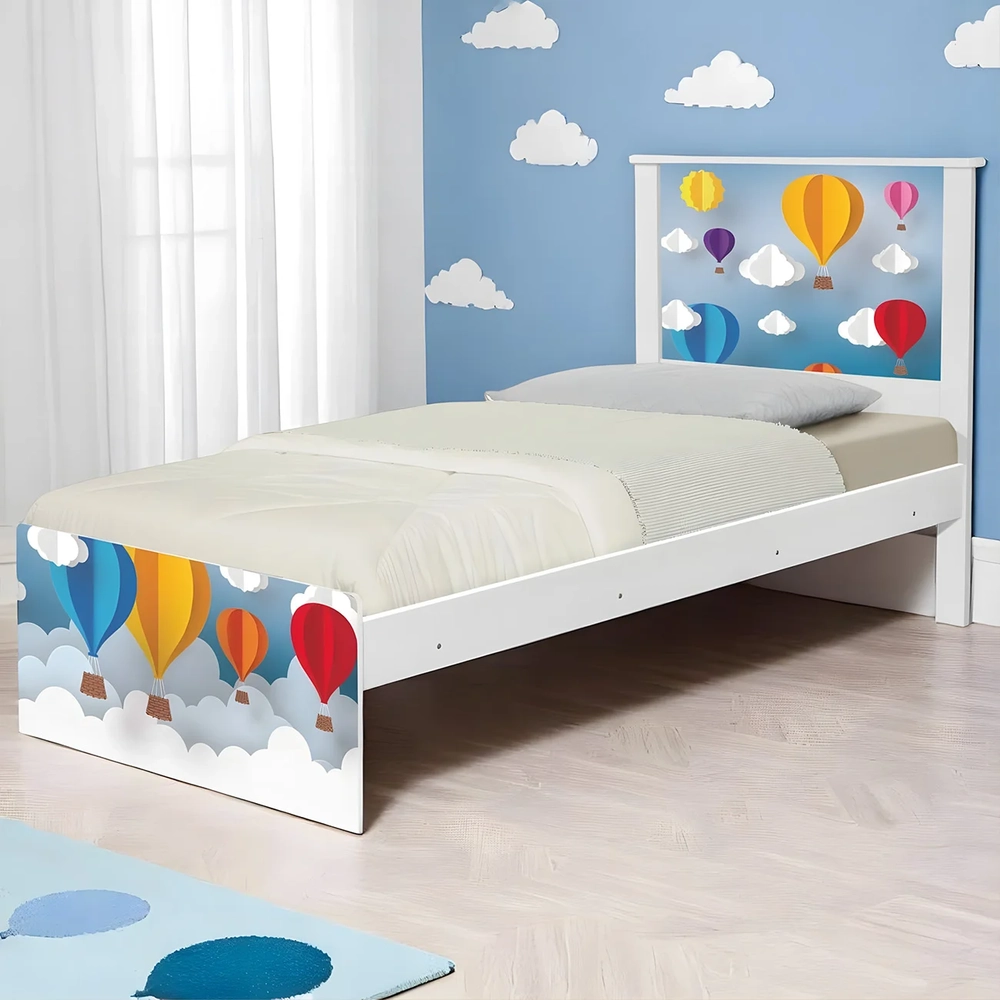 Cama Solteiro Infantil Para Colchão 188x88cm Balões K06 - Mpozenato