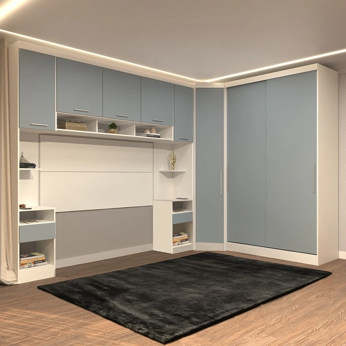 Guarda Roupa Casal Modulado CP07 Taiga Branco/Grey L01 - Mpozenato
