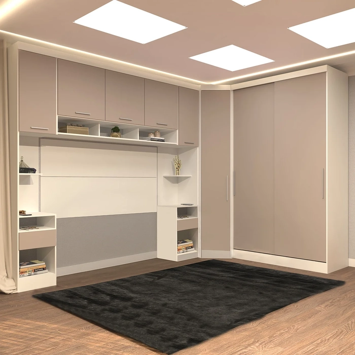 Guarda Roupa Casal Modulado CP07 Taiga Branco/Cinnamon L01 - Mpozenato