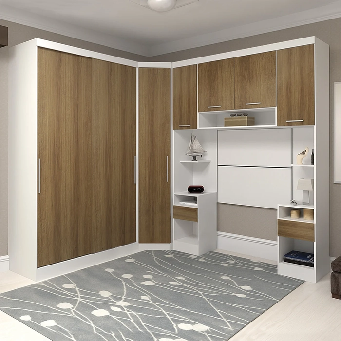 Guarda Roupa Solteiro Modulado CP08 Taiga Branco L01        - Mpozenato