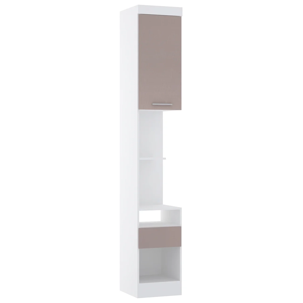 Mesa Cabeceira Modulado 38cm 1 Porta 1 Gaveta Taiga Branco/Cinnamon L01 - Mpozenato