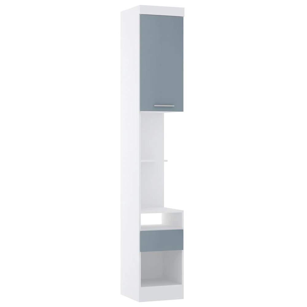 Mesa Cabeceira Modulado 38cm 1 Porta 1 Gaveta Taiga Branco/Grey L01 - Mpozenato