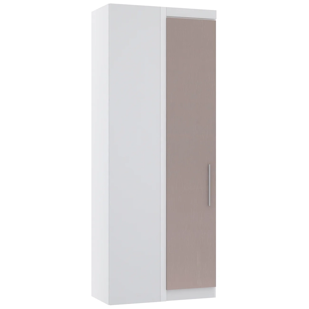 Guarda Roupa Canto Reto 90cm com 1 Porta Taiga Branco/Cinnamon L01 - Mpozenato